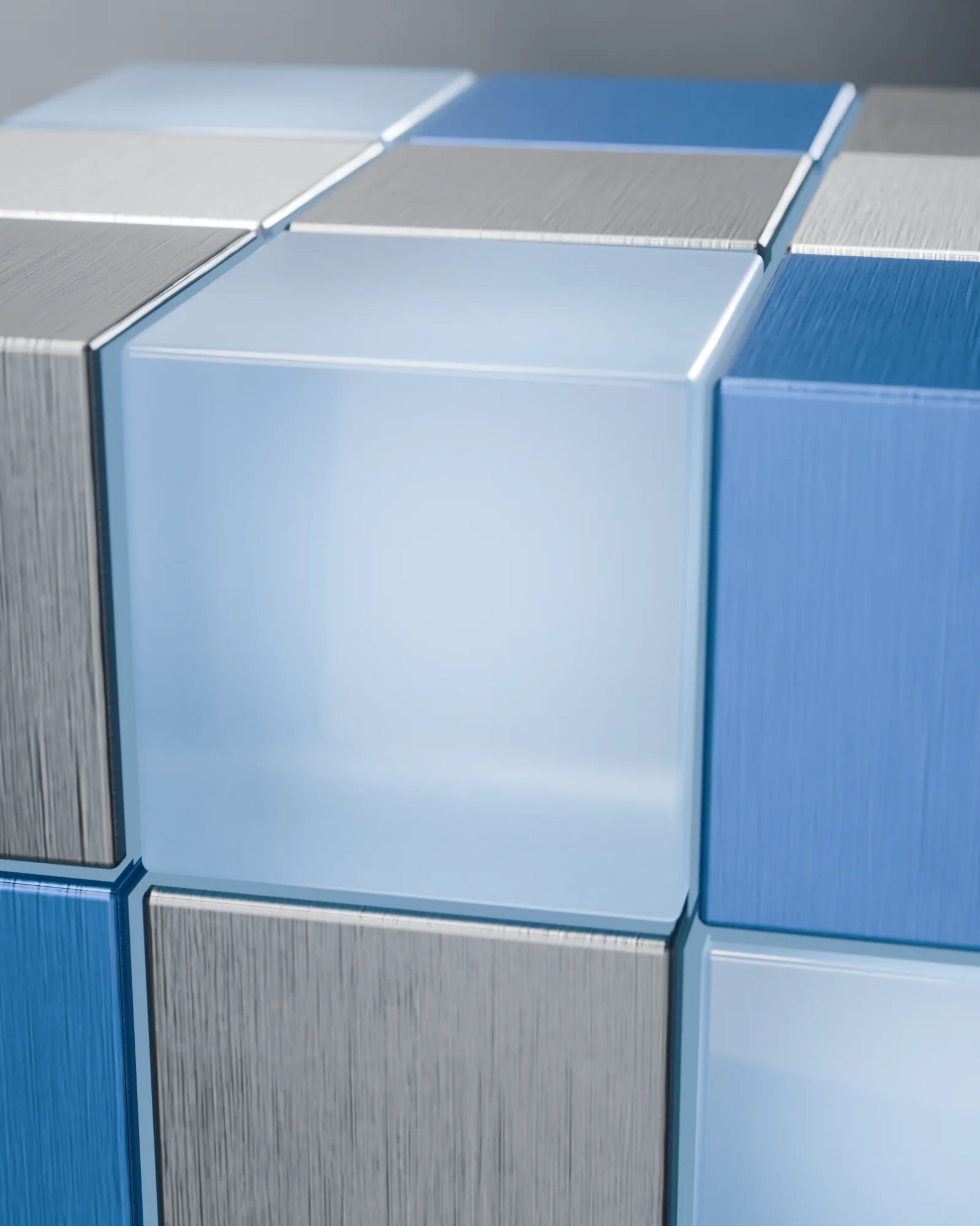 Deep blue anodised aluminium with a satin finish, very close.